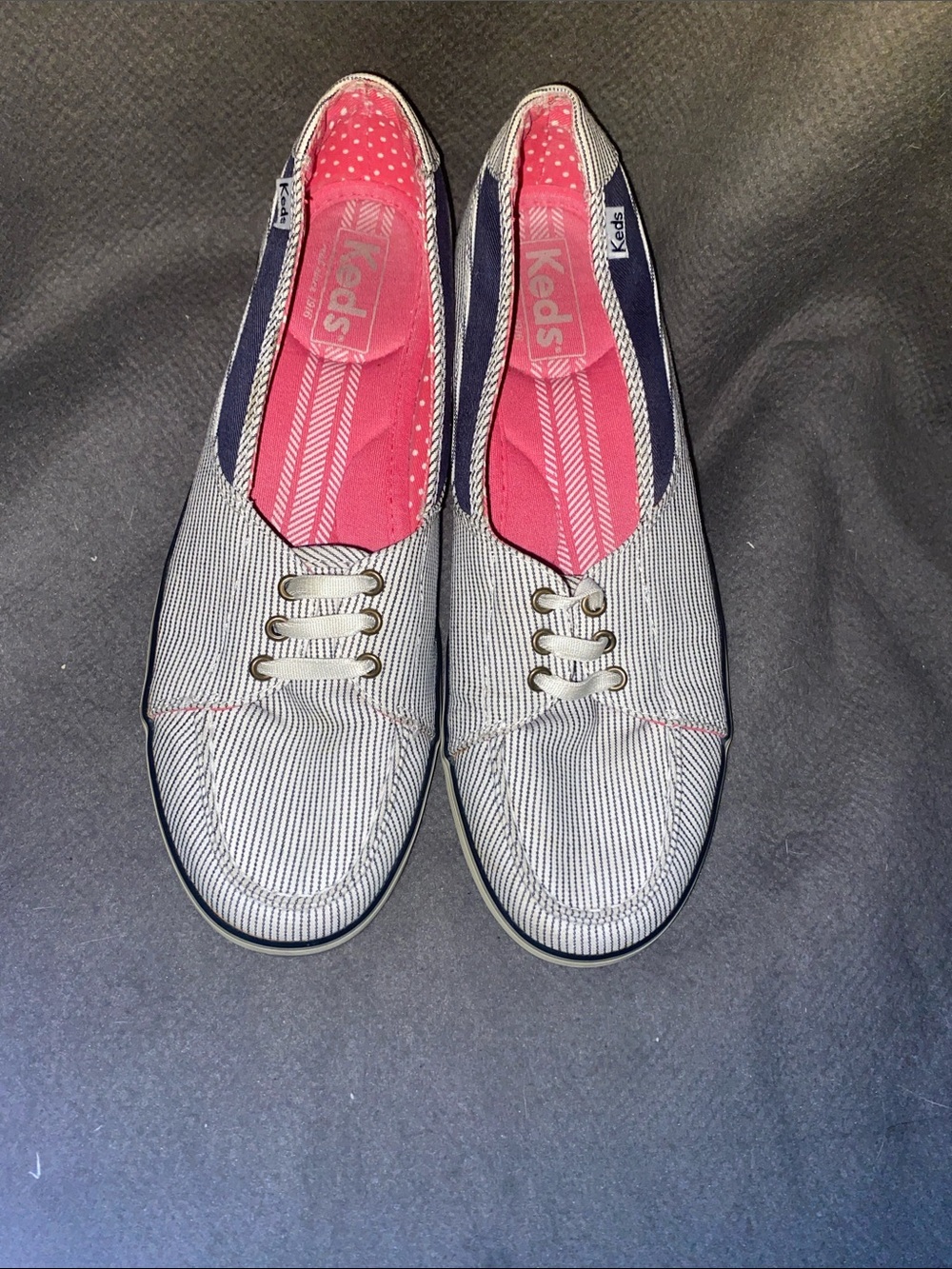 Keds Navy & Pink Striped Slip-On Sneakers